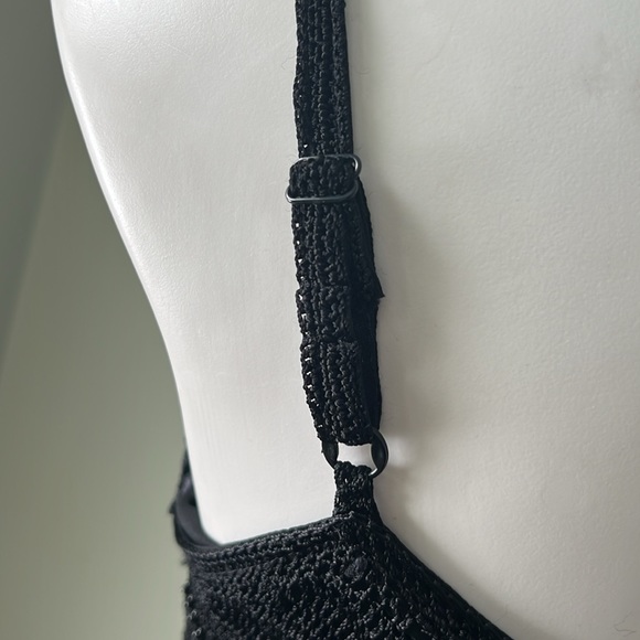 Vintage Krochette By Papillon Black Crochet Beaded Party Cocktail Dress - Picture 10 of 12